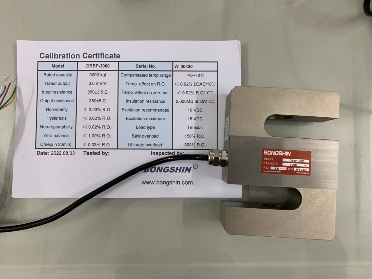 thông số kỹ thuật Loadcell Bongshin DBBP