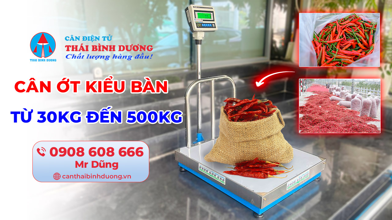 Cân ớt điện tử mức cân 30kg đến 500kg (Dạng cân bàn))