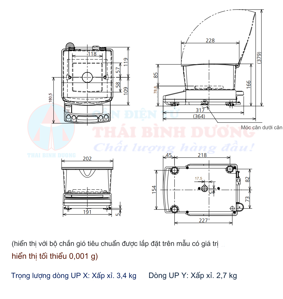 Kích thước Cân điện tử Shimadzu 2