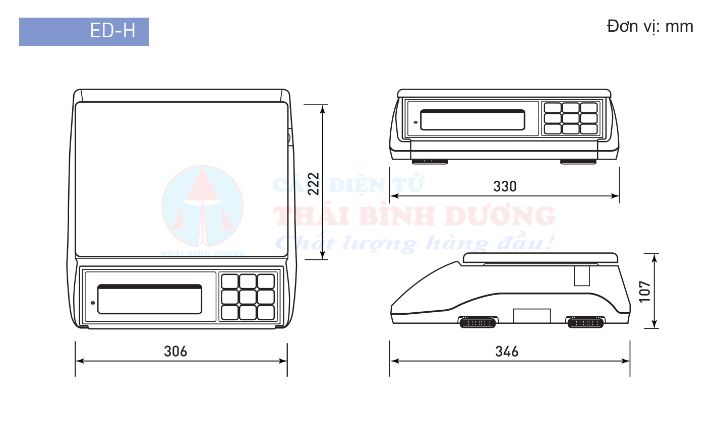 Thiết kế kích thước cân điện tử ED-H