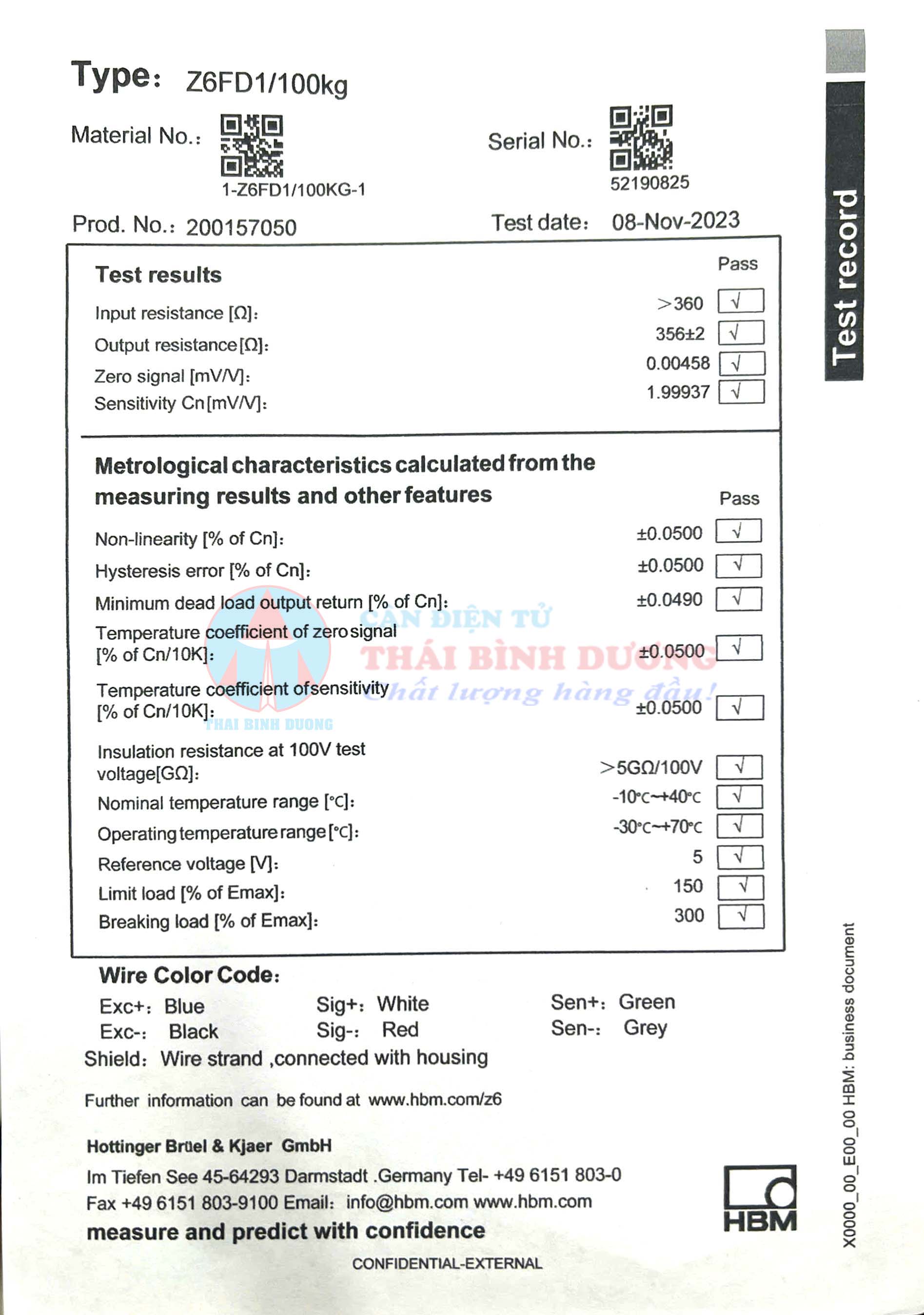 Thông số kỹ thuật Loadcell Z6 HBM (Z6FD1 - Z6FC3)