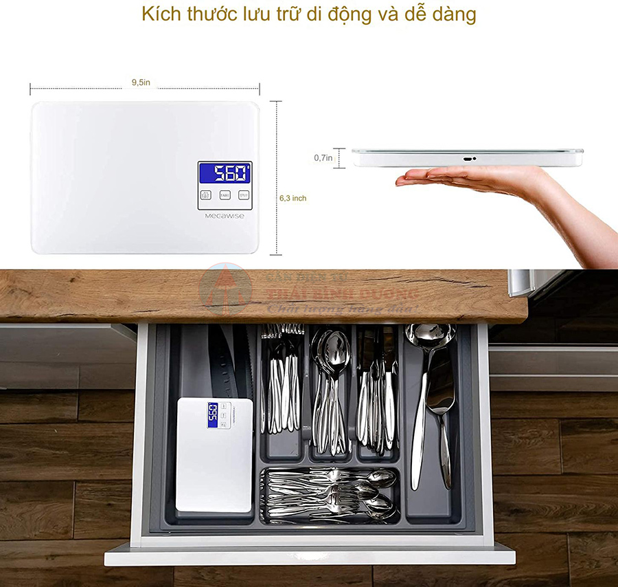 kích thươc cân thực phẩm Megawise