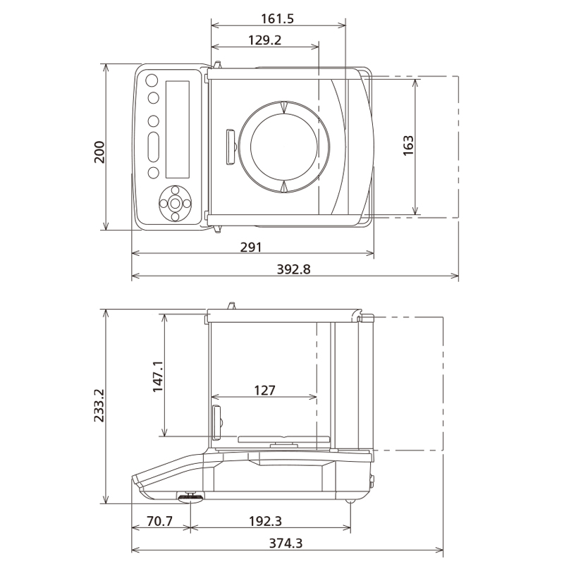 Kích thước cân điện tử TX423L