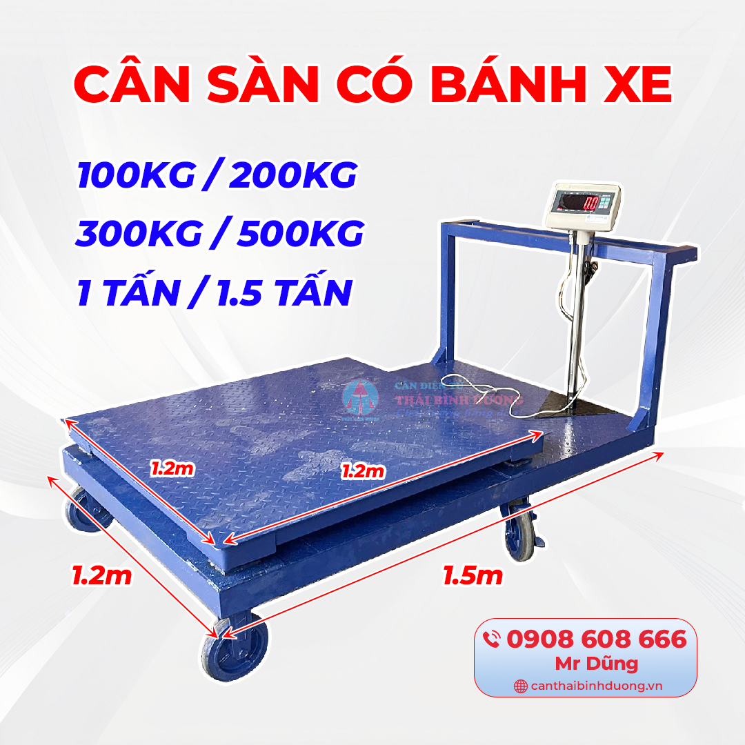 Cân Sàn Điện Tử Có Bánh Xe 100Kg Đến 1.5 Tấn