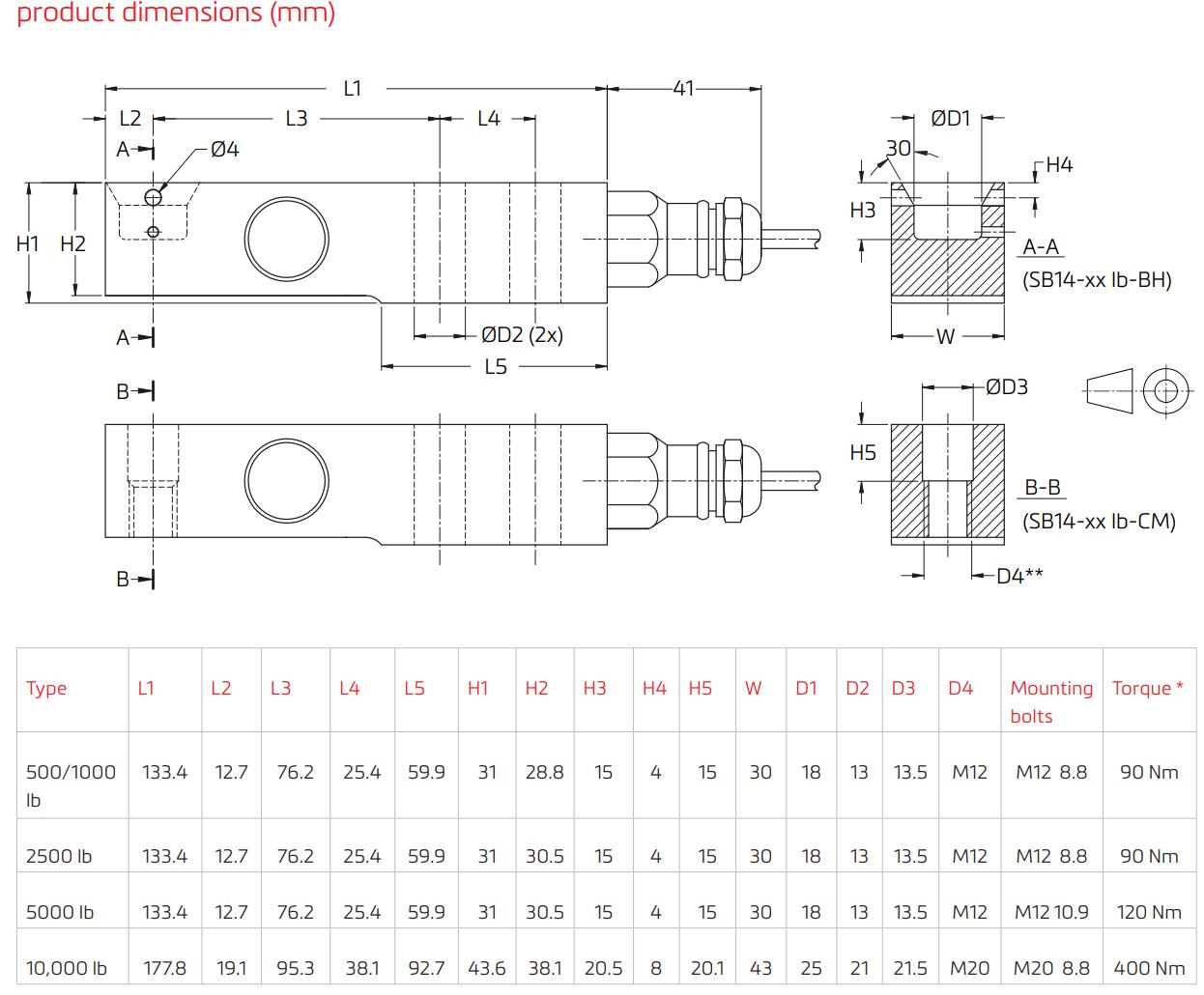 Loadcell SB14 Flintec 1