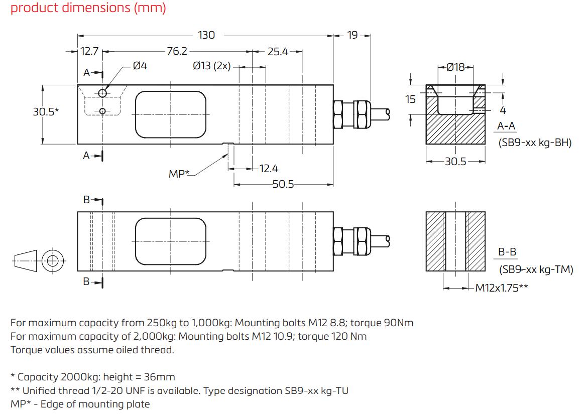 Loadcell SB9 Flintec 1
