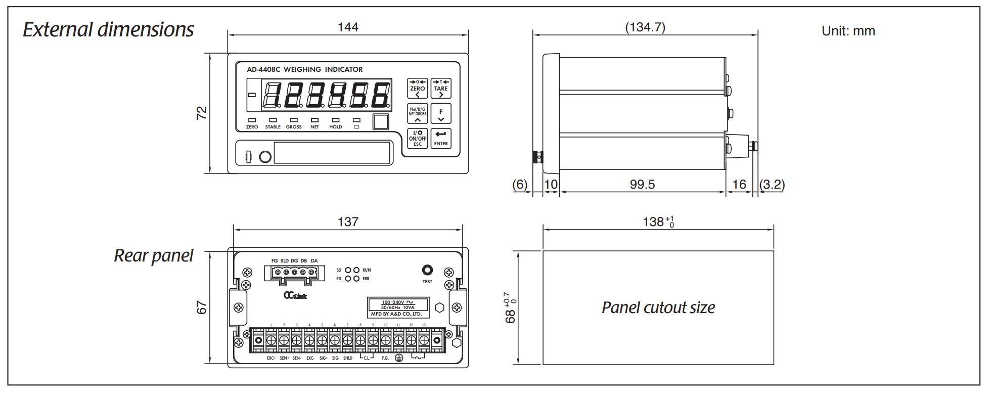 Đầu cân điện tử AD-4408C AND 1