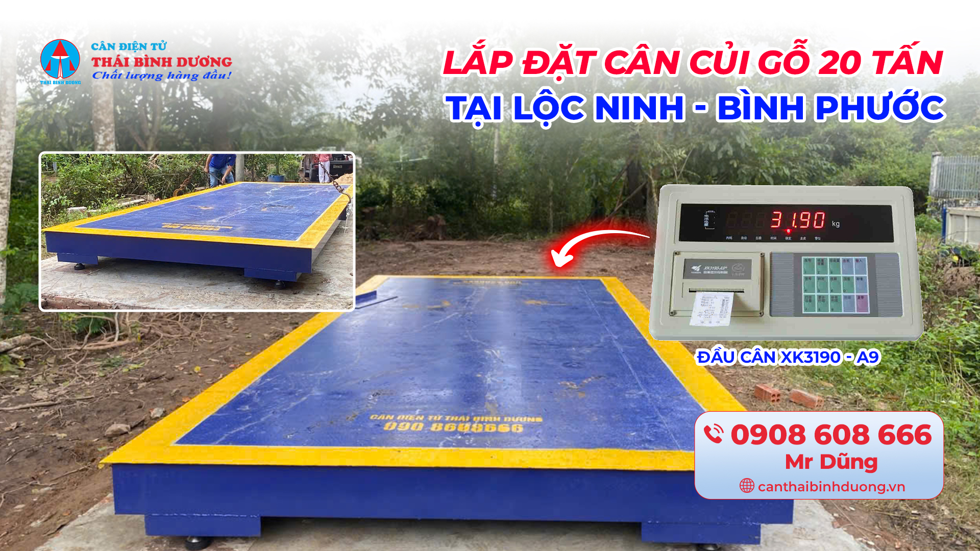 Lắp Đặt Cân Củi Gỗ 20 Tấn Tại Lộc Ninh Bình Phước