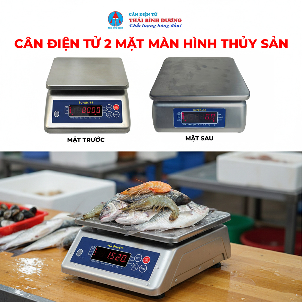 Cân Điện Tử 2 Mặt Màn Hình Thủy Sản - Dễ Quan Sát