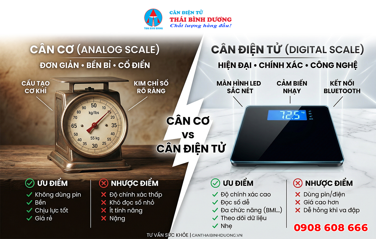 So sánh cân cơ và cân điện tử