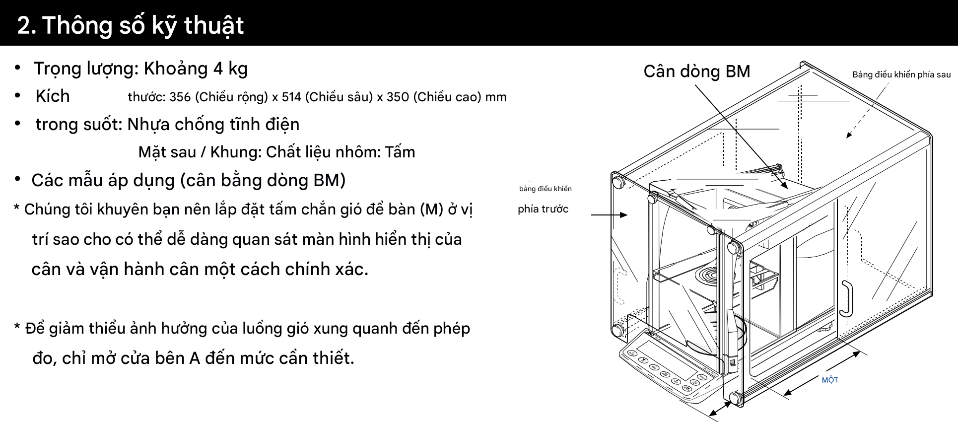 kích thước thông số vỏ cân bm
