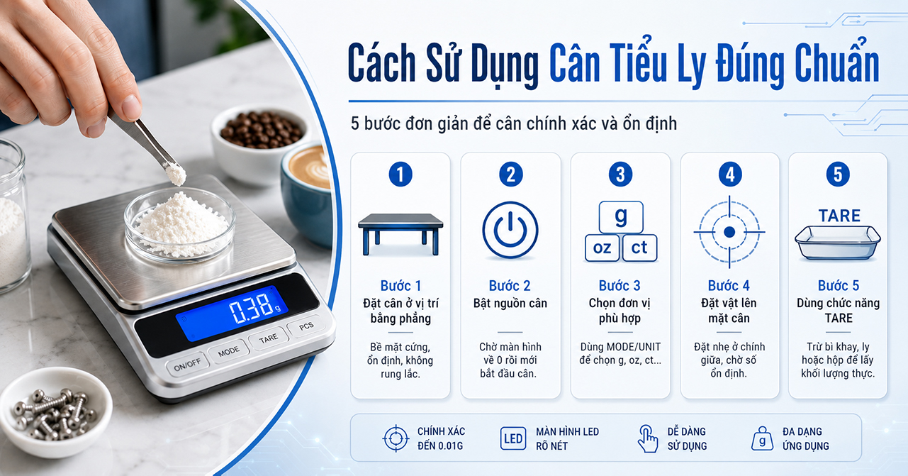 Quy trình sử dụng cân tiểu ly