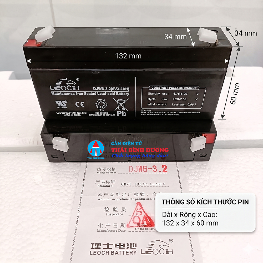 pin cân điện tử 6v 3.2ah kích thước
