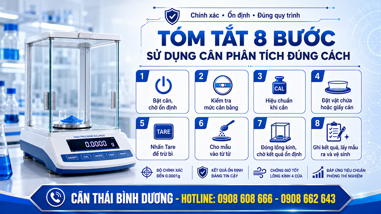 Tóm tắt 8 bước sử dụng cân phân tích