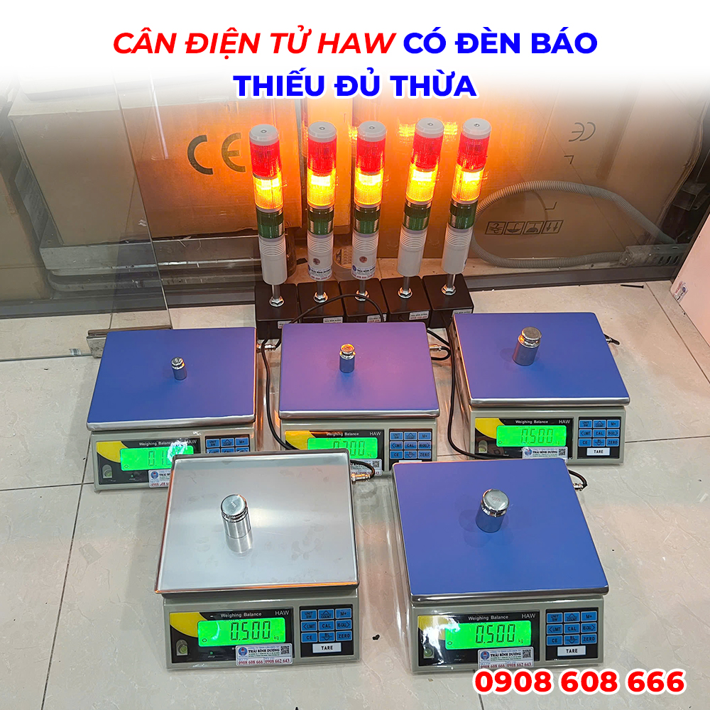 Cân Điện Tử HAW Có Đèn Báo Thiếu Đủ Thừa
